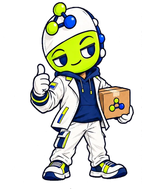 PEPS gives a thumbs up while holding a peptide delivery